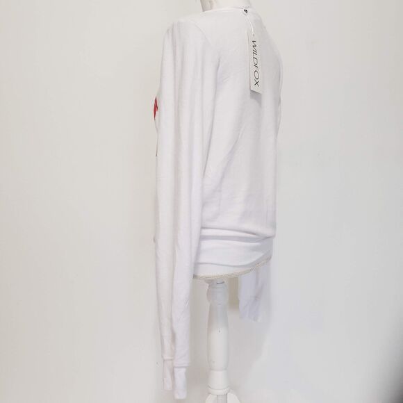 NEW!! Wildfox SIZE S Gift Wrapped Bow White Lightweight Sweater Sweatshirt Top - Picture 4 of 12